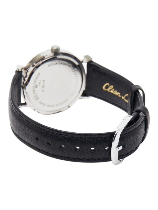 Tiffany & Co Atlas Watch External Strap Black Silver Leather Tiffany & Co Atlas Watch Silver Black Leather main image 4